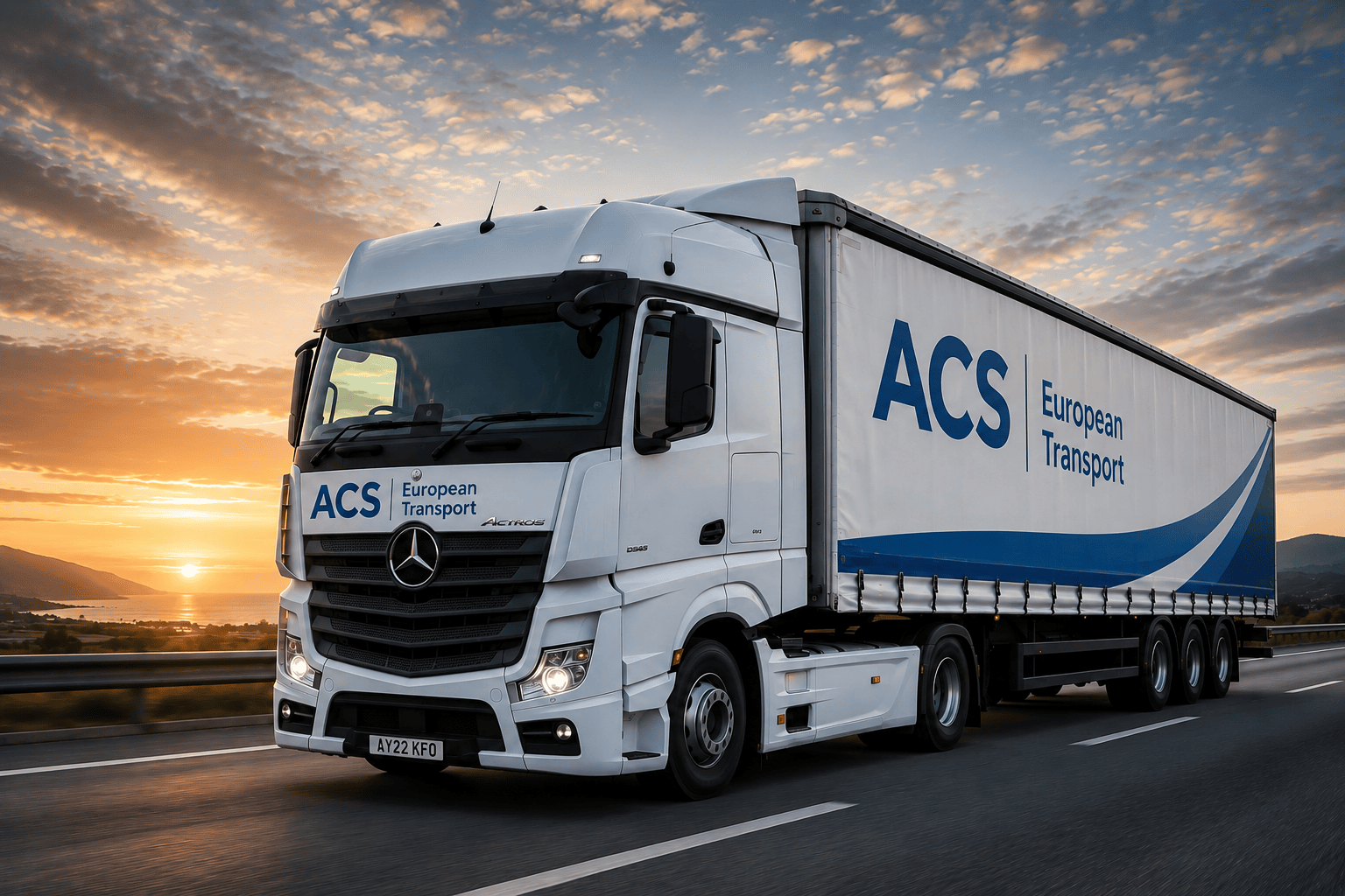 ACS European Transport dedicated truck for UK and European full load transport
