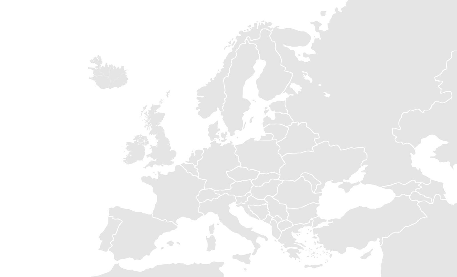 Map showing UK and mainland Europe transport coverage